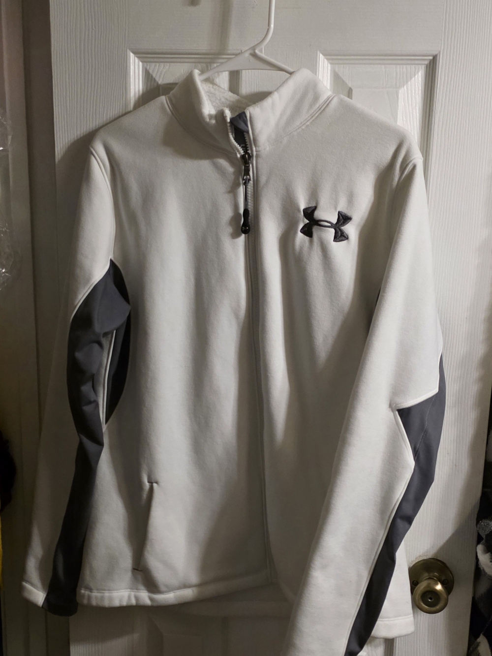 Under Armour Men’s White Full-Zip Jacket with Gray Accents